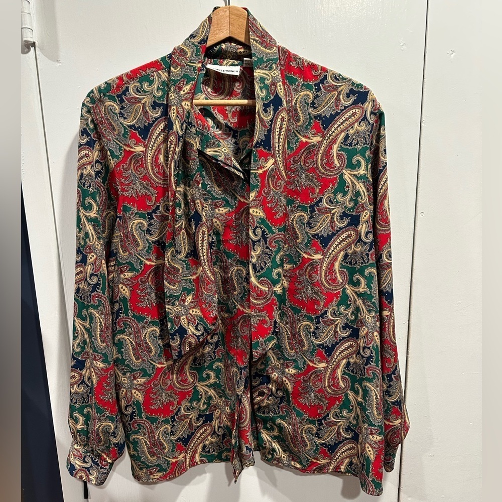 Alfred Dunner Red and Green Paisley Top - Picture 2 of 6